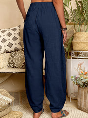 Women's Solid Elastic High Waist Casual Pants