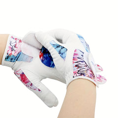 Women's Golf Gloves Flower Print Non-Slip Athletic Gloves