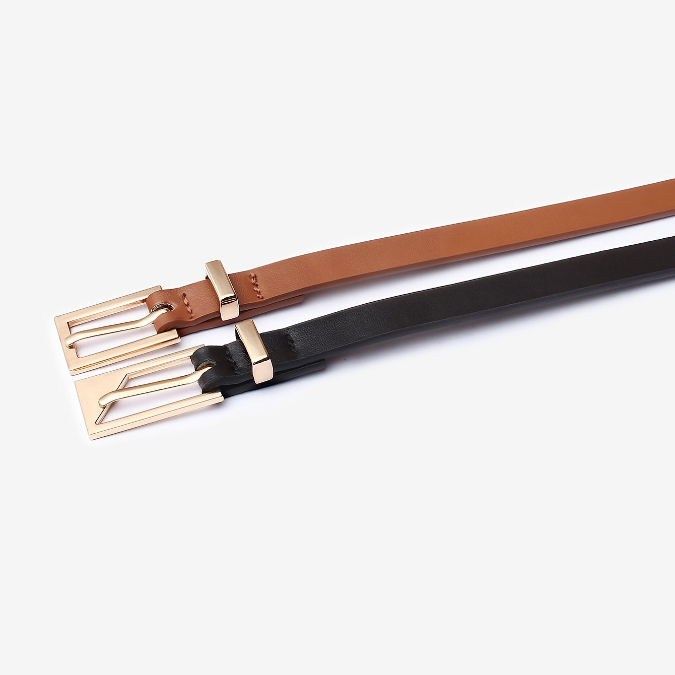 Golden Square Buckle PU Leather Belt for Girls