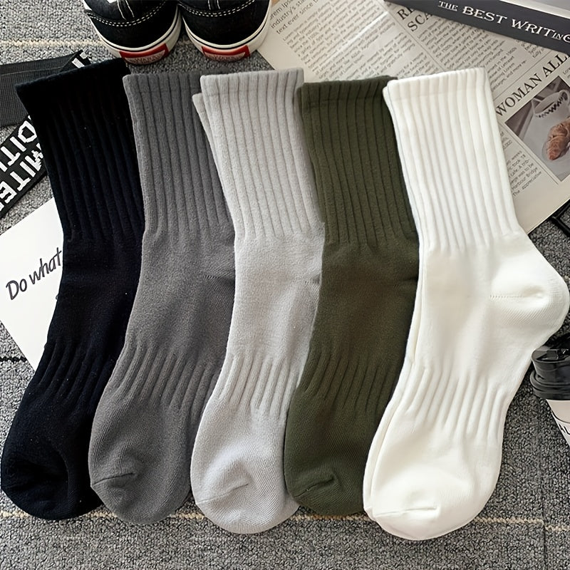 5 Pairs Comfy & Breathable Solid Socks for Women