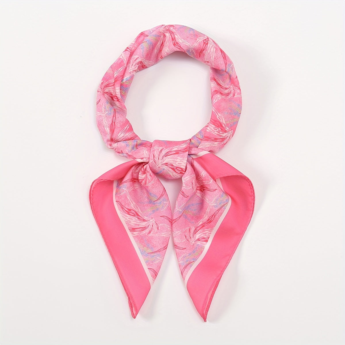 Pink Wheat Print Bandana Graffiti Neckerchief Silk Head Wrap Hair Accessories