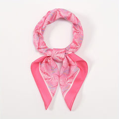 Pink Wheat Print Bandana Graffiti Neckerchief Silk Head Wrap Hair Accessories