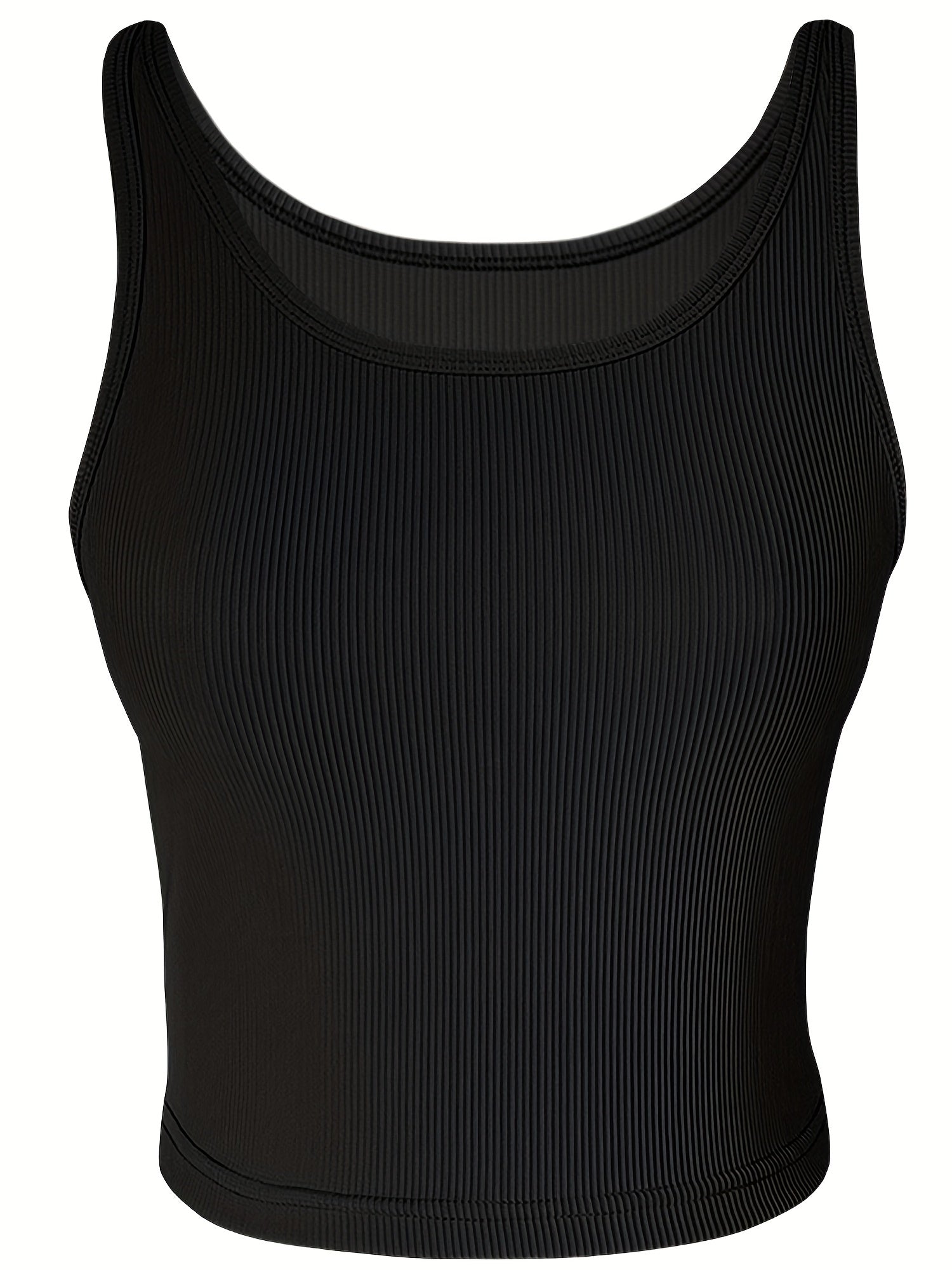 Solid Tank Top Casual Crew Neck Summer Sleeveless Top Women's Clothing