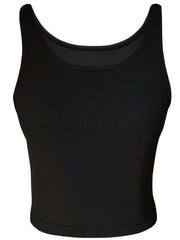 Solid Tank Top Casual Crew Neck Summer Sleeveless Top Women's Clothing