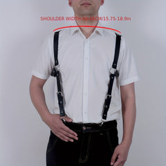 Men's Leather Suspenders Gothic Chest Straps Adjustable Buckle Straps
