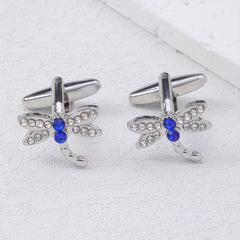 Crystal Micro inlaid Dragonfly Cufflinks & Sleeve Studs Set