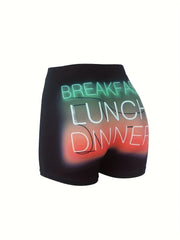 Casual Shorts Women's Plus Art Letter Print Ombre
