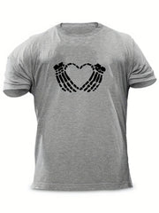 Men's Heart Graphic T shirt Casual Stretch Tee Summer Outdoor