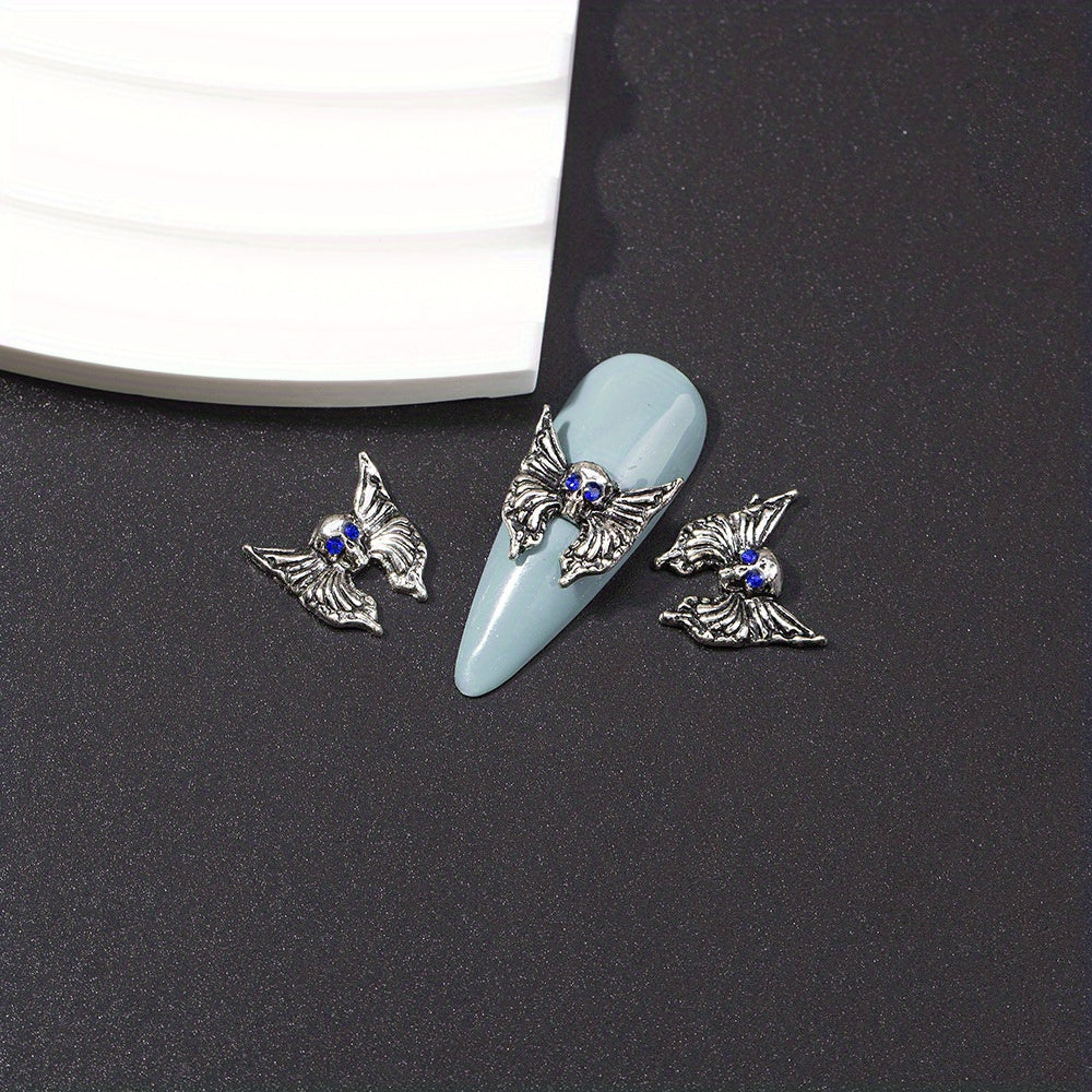 10pcs Halloween Skeleton Rhinestone Nail Charms Set