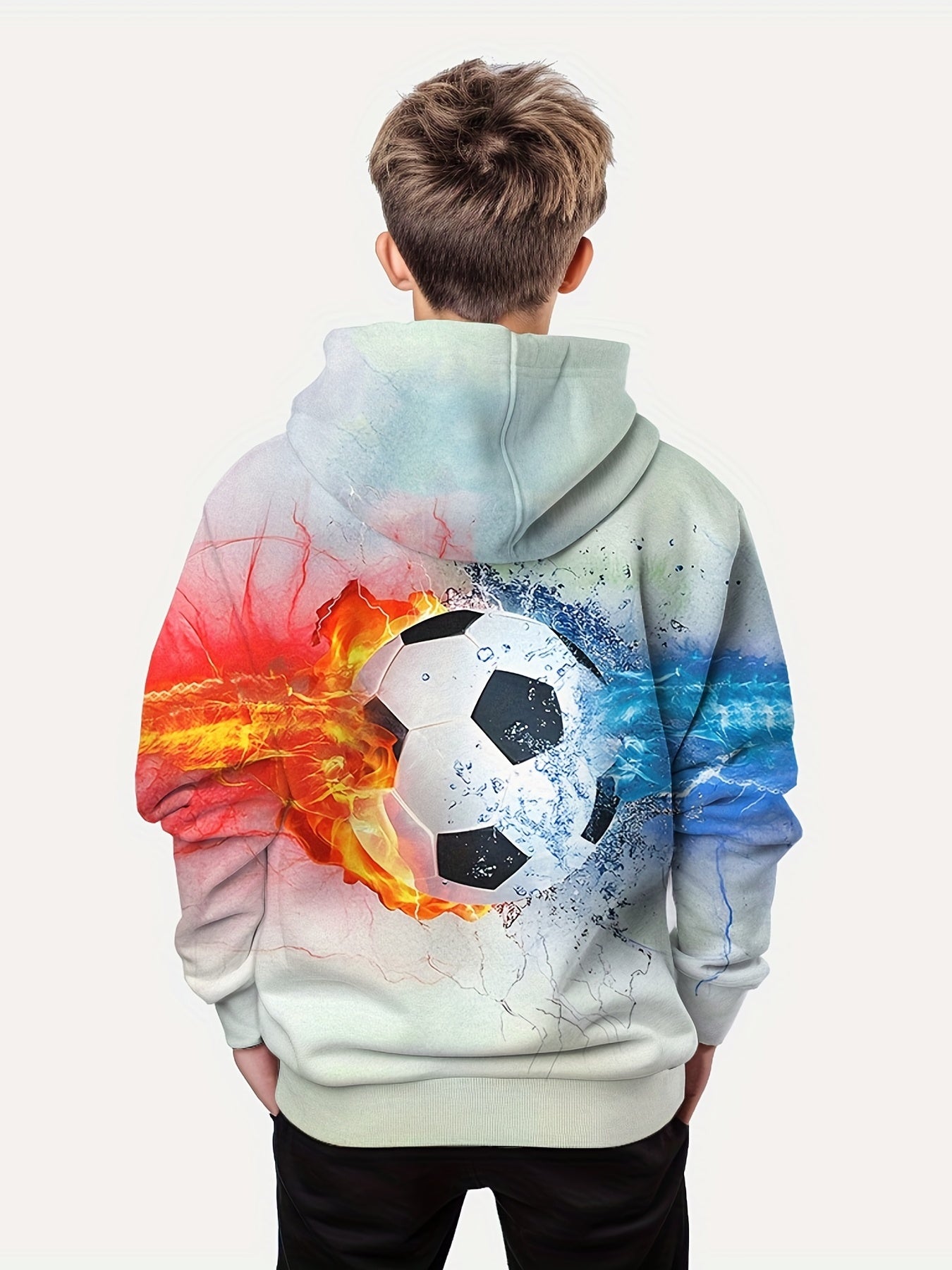 Football 3D Print Boys Hooded Sweatshirt Spring Fall Kids Hoodie