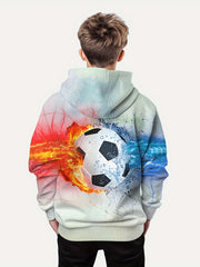 Football 3D Print Boys Hooded Sweatshirt Spring Fall Kids Hoodie