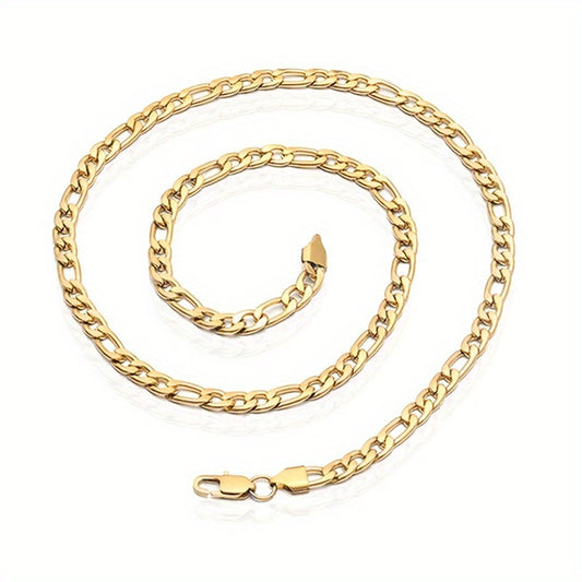 Golden Titanium Steel Chain Necklace Hip Hop Jewelry