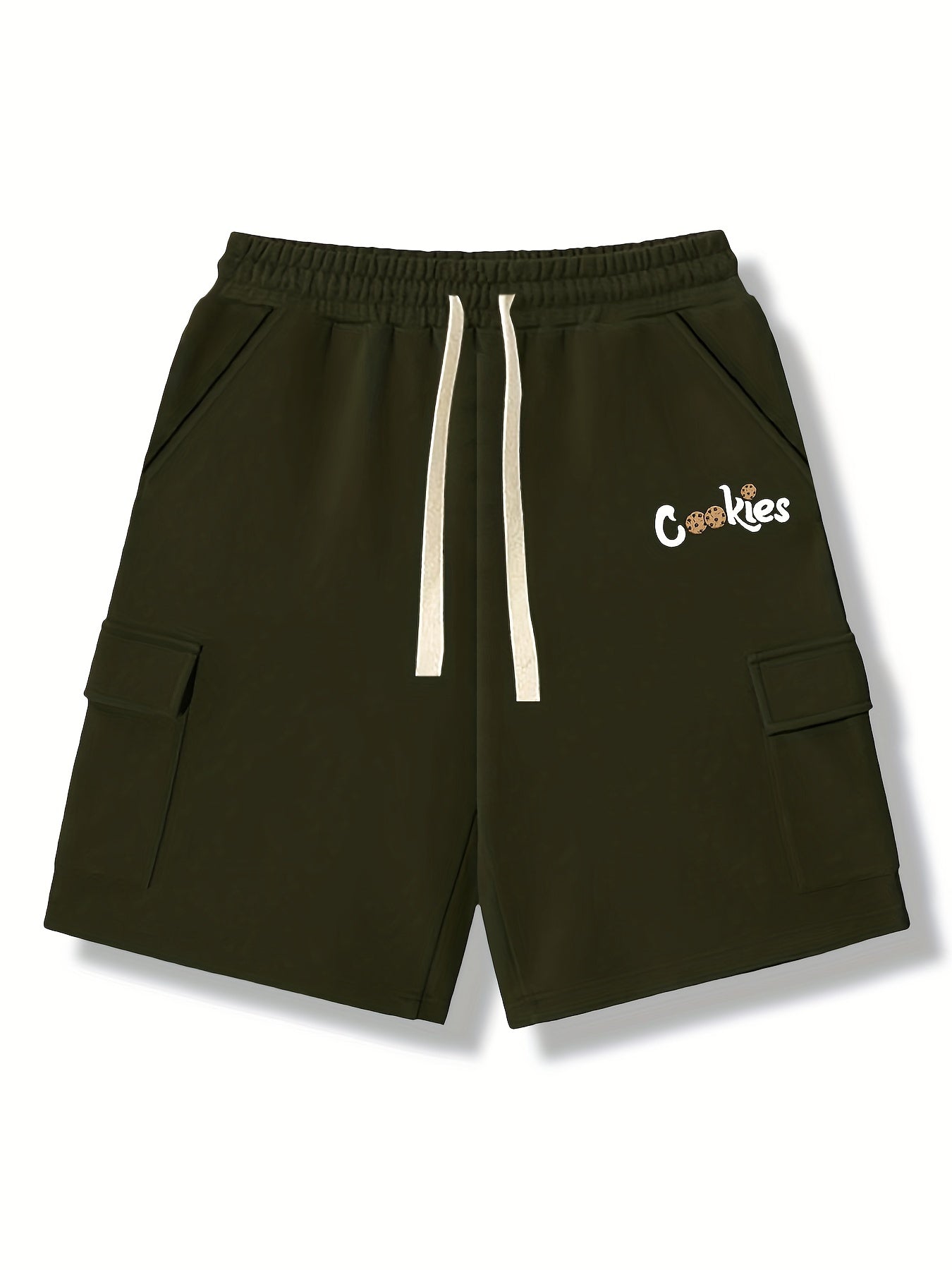 Men's Comfy Cargo Shorts Solid Stretch Elastic Waist Drawstring Shorts