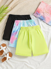 Floral Tie Dye Casual Biker Shorts For Toddler Kid Girls Summer