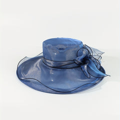 Wide Brim Flower Bucket Hat Mesh Sun Hat Women Church Bridal Wedding Travel