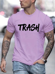 Men's Trash Print T shirt Casual Breathable Tee Men's Clothing