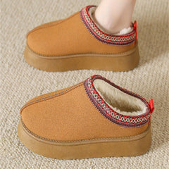 Women's Slip On Round Toe Non-slip Thick Sole Thermal Lined Shoes