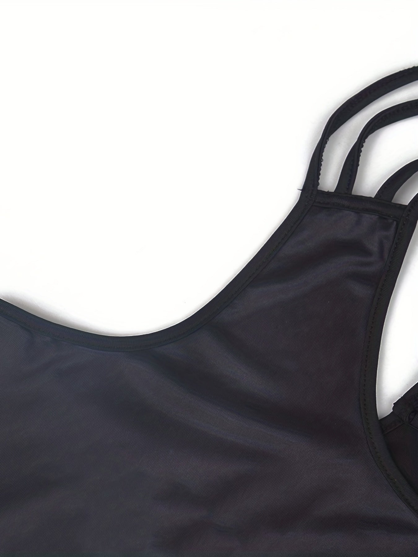 Casual Tank Top Plain Round Neck Split Strap Back Cross Tank