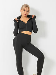 3pcs Seamless Ribbed Workout Set Women's Activewear