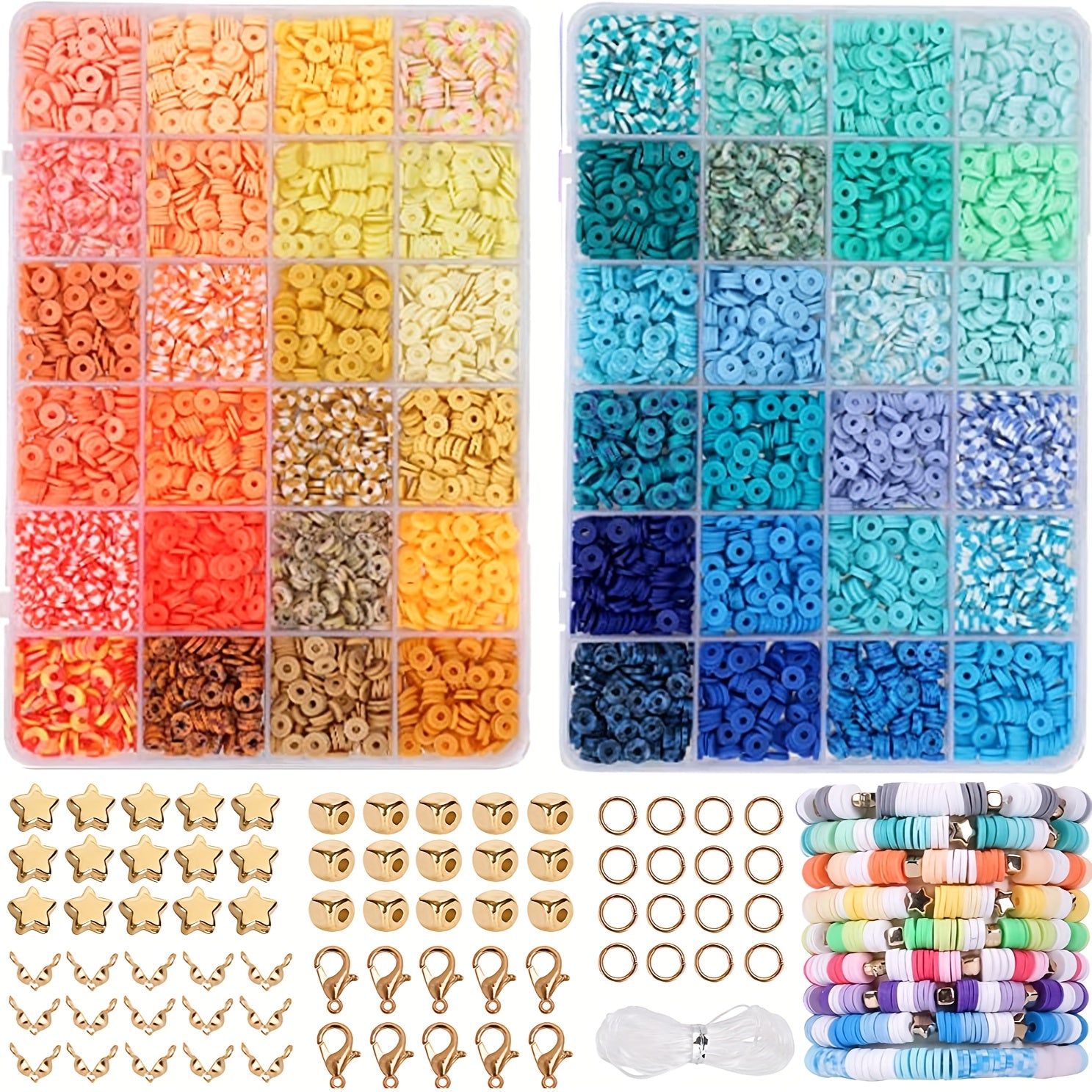 4800pcs Clay Beads 48 Colors Flat Round Polymer Clay Beads Spacer Beads