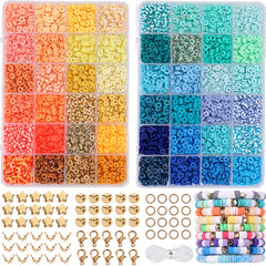 4800pcs Clay Beads 48 Colors Flat Round Polymer Clay Beads Spacer Beads
