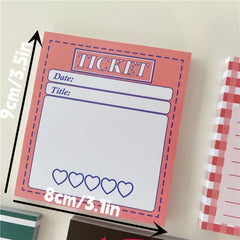 50 Pages Pink Green Plaid Memo Pad Retro Journal for Office and Family Notes