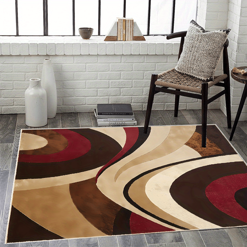 Modern Chocolate Abstract Area Rug for Home Interior Decoration