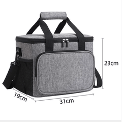 Large Waterproof Grey Cooler Bag Thermal Insulated Family Picnic Lunch Bag