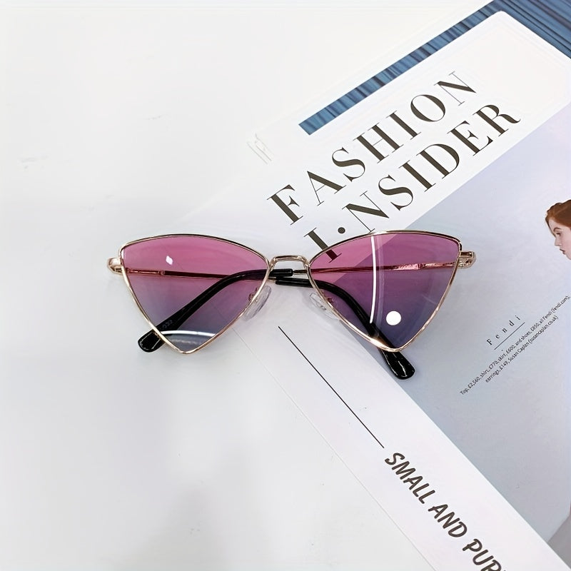 Girl's Metal Frame Triangle Sunglasses AC Lens