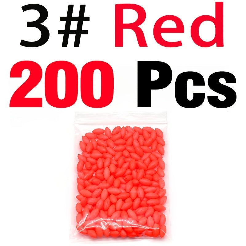 200pcs Oval Fishing Floats Bright Floating Beans Fishing Line Stopper