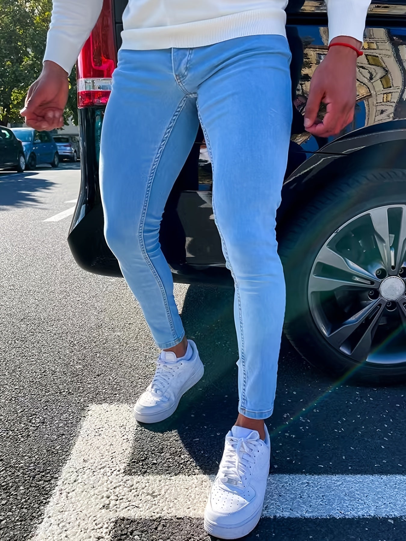 Men's Solid Stretch Slim Skinny Jeans