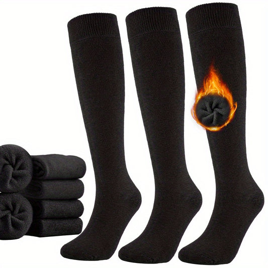 3 Pairs Warm Cotton Knee High Socks for Hiking