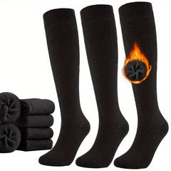 3 Pairs Warm Cotton Knee High Socks for Hiking