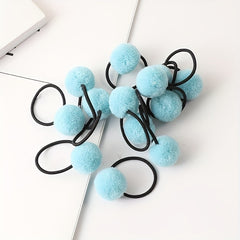 10pcs Plush Ball Hair Bands Ponytail Holders Hair Accessories for Baby Girls