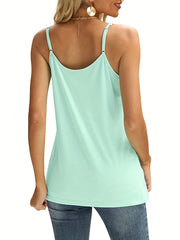 Lace Spaghetti Strap Top V Neck Sleeveless Cami Summer Casual Women's Clothing