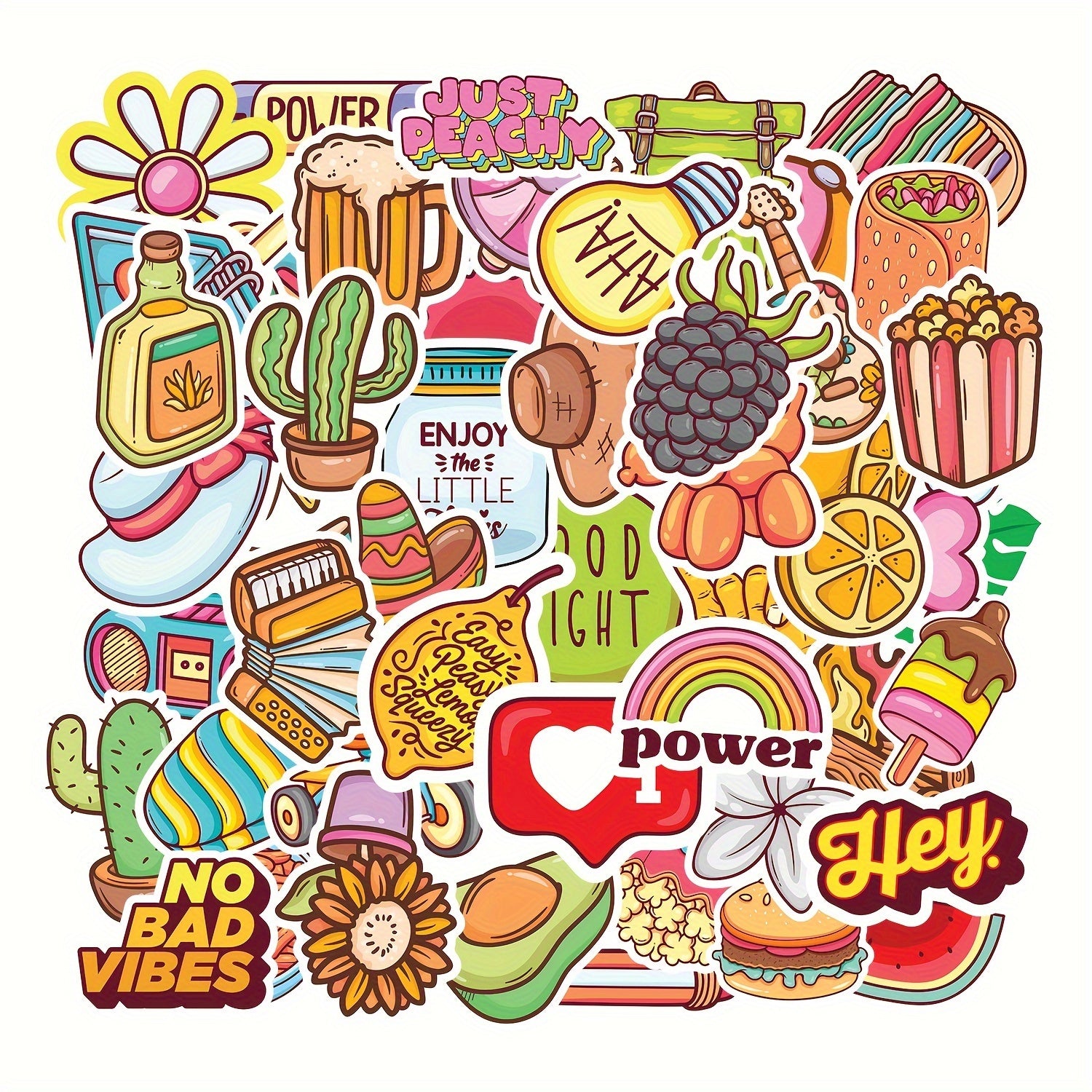 50pcs Water Bottles Waterproof Vinyl Stickers for Laptop Skateboard