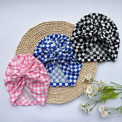 Soft Elastic Checkerboard Hat for Newborns