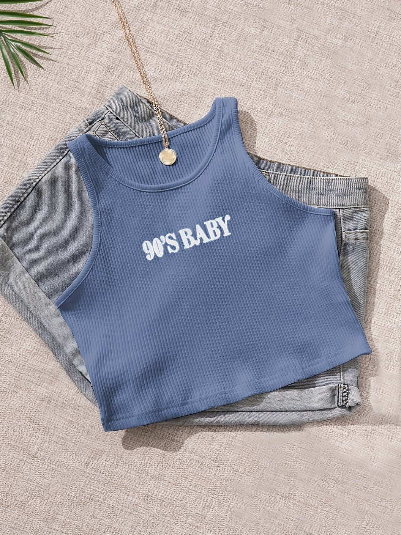 Ribbed Sports Cropped Tank Top Yoga Fitness Sleeveless Top
