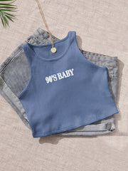 Ribbed Sports Cropped Tank Top Yoga Fitness Sleeveless Top