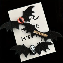 Girl's Halloween Bat Wings Barrette Funny Skull Dark Gothic Hair Accessory