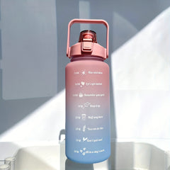 Gradient Plastic Straw Sports Water Bottle Large Capacity