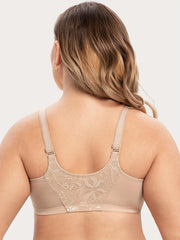 Floral Lace Front Closure Racer Back Underwire Bra