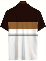 Men's Vintage Striped Lapel Short Sleeve Shirt