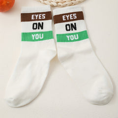 Women's Letter Print Mid Socks