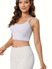 Casual Sports Top Round Neck High Stretch Outdoor Sporty Top