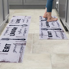 2pcs Kitchen Mat Anti Slip Polyester Carpet Absorbent Bath Mat