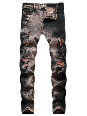 Tie Dye Regular Jeans Men's Street Style Denim Pants