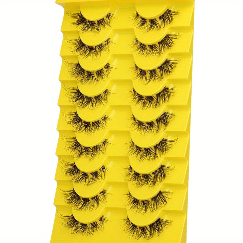 10 Pairs Fluffy Wispy Cat Eye Lashes Natural Cluster False Eyelashes