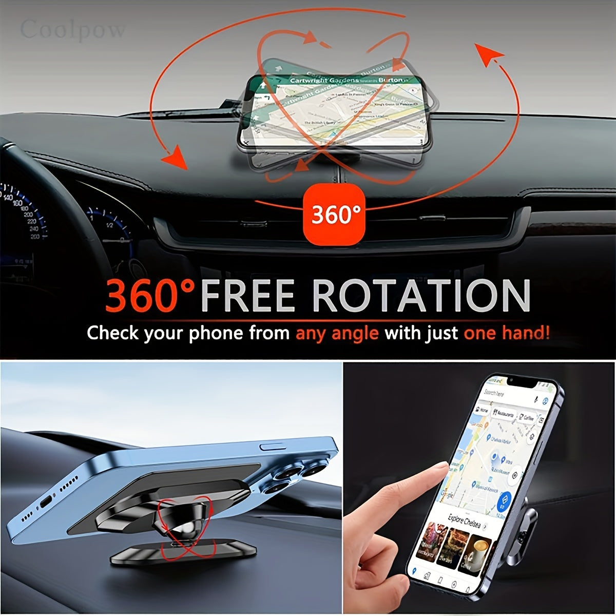 8 Magnets Car Magnetic Phone Holder with 2 Metal Plates