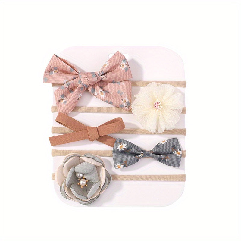 5-Piece Baby Girls Bowknot Headbands, Sweet Hair Accessories